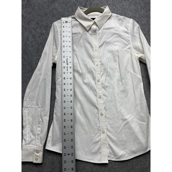 Banana Republic Shirt Womens 6 White Non-Iron Fitted Button Down Texture - Picture 5 of 14